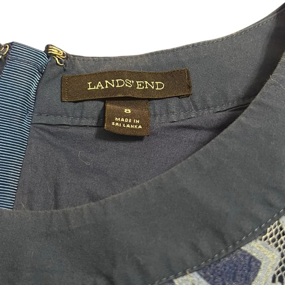 Lands End Floral Blue Sheath Dress Size 8 - Picture 4 of 6
